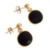 Gemshine - Damen - Ohrringe - 925 Silber - Vergoldet - Onyx - Schwarz - CANDY - 2 cm – Bild 4