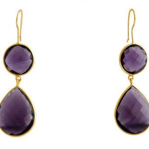 Gemshine - Damen - Ohrringe - 925 Silber - Vergoldet - Amethyst - Violett  - CANDY - Tropfen - 6 cm