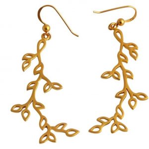 Gemshine - Damen - Ohrringe - 925 Silber - Vergoldet - Lotus Blüten Blätter - LEAVES - 6,5 cm