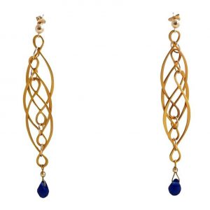 Gemshine - Damen - Ohrringe - Iolith - 925 Silber - Vergoldet - Blau - INFINITY - 7,5 cm