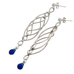 Gemshine - Damen - Ohrringe - Iolith - 925 Silber - Blau - INFINITY - 7,5 cm