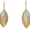 Gemshine - Damen - Ohrringe - Ohrhänger - 925 Silber - Vergoldet - Marquise - Minimalistisch - Design - Topas - Blau - 3 cm