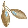 Gemshine - Damen - Ohrringe - Ohrhänger - 925 Silber - Vergoldet - Marquise - Minimalistisch - Design - Topas - Blau - 3 cm – Bild 3