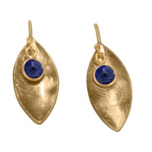 Gemshine - Damen - Ohrringe - Ohrhänger - 925 Silber - Vergoldet - Marquise - Minimalistisch - Design - Saphir - Blau - 3 cm