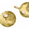Gemshine - Damen - Ohrringe - Ohrhänger - 925 Silber - Vergoldet - Schale -  Geometrisch - Design - Perle - Weiß - 3 cm – Bild 3