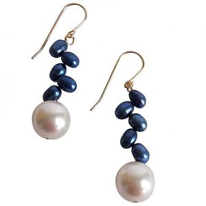 Gemshine - Damen - Ohrringe - Vergoldet - Perlen - Weiß - Tahiti - Grau - Tropfen - 3 cm