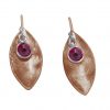 Gemshine - Damen - Ohrringe - Ohrhänger - 925 Silber - Rose Vergoldet - Marquise - Minimalistisch - Design - Rubin - Rot - 3 cm