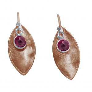 Gemshine - Damen - Ohrringe - Ohrhänger - 925 Silber - Rose Vergoldet - Marquise - Minimalistisch - Design - Rubin - Rot - 3 cm