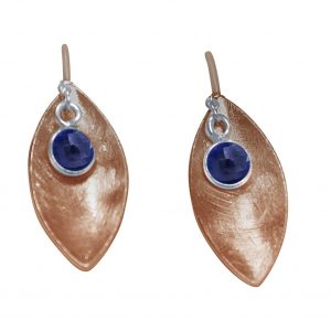 Gemshine - Damen - Ohrringe - Ohrhänger - 925 Silber - Rose Vergoldet - Marquise - Minimalistisch - Design - Saphir - Blau - 3 cm