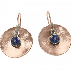 Gemshine - Damen - Ohrringe - Ohrhänger - 925 Silber - Rose Vergoldet - Schale -  Geometrisch - Design - Saphir - Blau - 3 cm