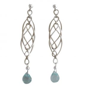 Gemshine - Damen - Ohrringe - Aquamarin Quarz - 925 Silber - Blau - INFINITY - 7,5 cm