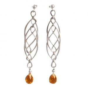 Gemshine - Damen - Ohrringe - Citrin - 925 Silber - Gelb - INFINITY - 7,5 cm