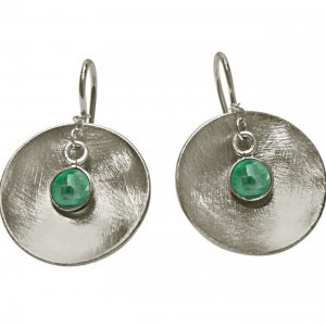 Gemshine - Damen - Ohrringe - Ohrhänger - 925 Silber - Schale -  Geometrisch - Design - Smaragd - Grün - 3 cm
