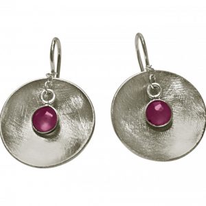 Gemshine - Damen - Ohrringe - Ohrhänger - 925 Silber - Schale -  Geometrisch - Design - Rubin - Rot - 3 cm