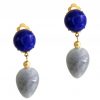 Gemshine - Damen - Ohrringe - Ohrclips - Vergoldet - Aquamarin - Lapis Lazuli - Blau - TROPFEN - 4 cm – Bild 3