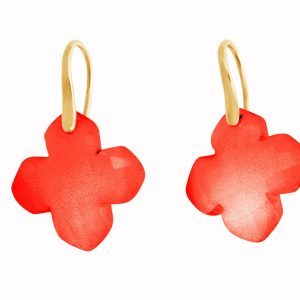 Gemshine - Damen - Ohrringe - 925 Silber Vergoldet - Karneol - Rot - GEM - 2,5 cm