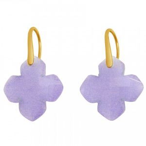 Gemshine - Damen - Ohrringe - 925 Silber Vergoldet - Chalcedon - Lavendel Lila - GEM - 2,5 cm