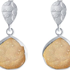 Gemshine - Damen - Ohrringe - 925 Sterling Silber - DRUZY - Rose Quarz - 3 cm