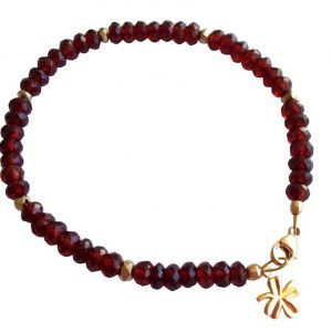Gemshine - Damen - Armband - Vergoldet - Granat - Facettiert - Rot - Dunkelrot
