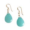 Gemshine - Damen - Ohrringe - Jade - Blau - Vergoldet - 2,5 cm
