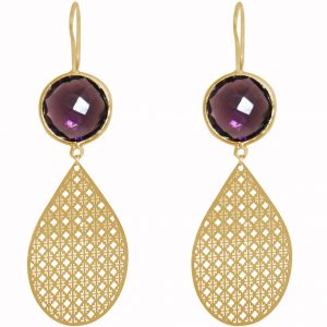 GEMSHINE Damenohrringe mit Mandalas und Amethysten hervorragender Qualität. Ohrhänger. Made in Madrid / Spanien. Im eleganten Geschenketui., Metall Farbe:Silber vergoldet
