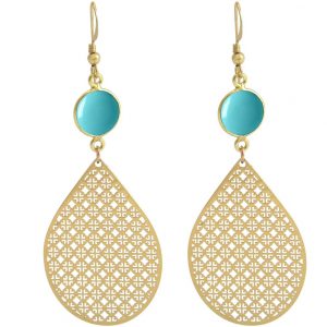 GEMSHINE Damenohrringe mit Mandalas und Türkisen hervorragender Qualität. Ohrhänger. Made in Madrid / Spanien. Im eleganten Geschenketui geliefert., Metall Farbe:Silber vergoldet
