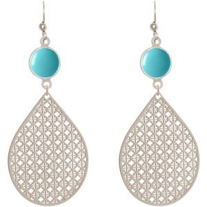 GEMSHINE Damenohrringe mit Mandalas und Türkisen hervorragender Qualität. Ohrhänger. Made in Madrid / Spanien. Im eleganten Geschenketui geliefert., Metall Farbe:Silber