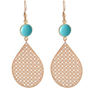 GEMSHINE Damenohrringe mit Mandalas und Türkisen hervorragender Qualität. Ohrhänger. Made in Madrid / Spanien. Im eleganten Geschenketui geliefert., Metall Farbe:Silber rose vergoldet