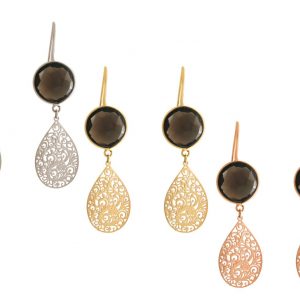 GEMSHINE Damenohrringe mit Mandalas und Rauchquarzen hervorragender Qualität. Ohrhänger. Made in Madrid / Spanien. Im eleganten Geschenketui.