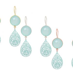 GEMSHINE Damenohrringe mit Mandalas und Chalcedon Edelsteinen. Ohrhänger. Made in Madrid / Spanien. Im eleganten Geschenketui geliefert.