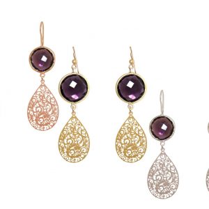 GEMSHINE Damenohrringe mit Mandalas und Amethysten hervorragender Qualität. Ohrhänger. Made in Madrid / Spanien. Im eleganten Geschenketui.