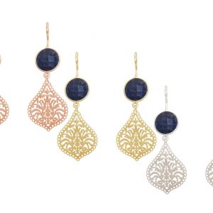GEMSHINE Damenohrringe mit Mandalas und blaue Saphiren hervorragender Qualität. Ohrhänger. Made in Madrid / Spanien. Im eleganten Geschenketui.