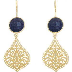 GEMSHINE Damenohrringe mit Mandalas und blaue Saphiren hervorragender Qualität. Ohrhänger. Made in Madrid / Spanien. Im eleganten Geschenketui., Metall Farbe:Silber vergoldet