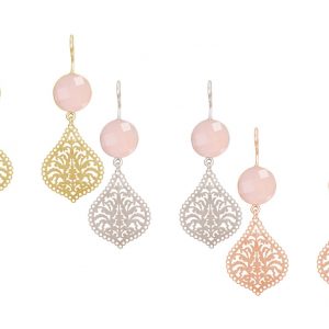GEMSHINE Damenohrringe mit Mandalas und Rosenquarzen hervorragender Qualität. Made in Madrid / Spanien. Im eleganten Geschenketui.