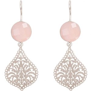 GEMSHINE Damenohrringe mit Mandalas und Rosenquarzen hervorragender Qualität. Made in Madrid / Spanien. Im eleganten Geschenketui., Metall Farbe:Silber