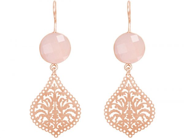 GEMSHINE Damenohrringe mit Mandalas und Rosenquarzen hervorragender Qualität. Made in Madrid / Spanien. Im eleganten Geschenketui., Metall Farbe:Silber rose vergoldet – Bild 3