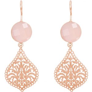 GEMSHINE Damenohrringe mit Mandalas und Rosenquarzen hervorragender Qualität. Made in Madrid / Spanien. Im eleganten Geschenketui., Metall Farbe:Silber rose vergoldet