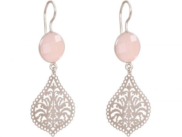 GEMSHINE Damenohrringe mit Mandalas und Rosenquarzen hervorragender Qualität. Made in Madrid / Spanien. Im eleganten Geschenketui., Metall Farbe:Silber – Bild 3