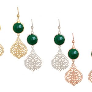 GEMSHINE Damenohrringe mit Mandalas und Smaragden hervorragender Qualität. Ohrhänger. Made in Madrid / Spanien. Im eleganten Geschenketui geliefert