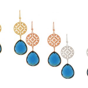 GEMSHINE Damenohrringe mit Mandalas und Blautopas Edelsteinen hervorragender Qualität. Ohrhänger. Made in Madrid / Spanien. Im eleganten Geschenketui geliefert.