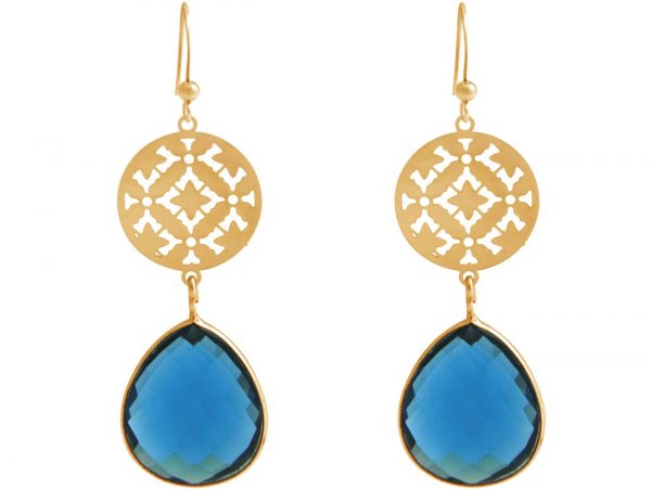 GEMSHINE Damenohrringe mit Mandalas und Blautopas Edelsteinen hervorragender Qualität. Ohrhänger. Made in Madrid / Spanien. Im eleganten Geschenketui geliefert. – Bild 3