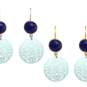 GEMSHINE Damenohrringe mit Mandalas und blauen Saphiren hervorragender Qualität. Ohrhänger Made in Madrid / Spanien. Im eleganten Geschenketui.