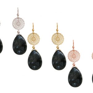 GEMSHINE Damenohrringe mit Mandalas und Labradoriten hervorragender Qualität. Ohrhänger. Made in Madrid / Spanien. Im eleganten Geschenketui.