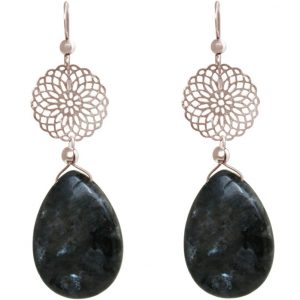 GEMSHINE Damenohrringe mit Mandalas und Labradoriten hervorragender Qualität. Ohrhänger. Made in Madrid / Spanien. Im eleganten Geschenketui., Metall Farbe:Silber