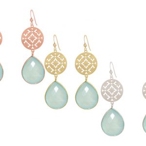 GEMSHINE Damenohrringe mit Mandalas und meeresgrünen Chalcedon Edelsteinen hervorragender Qualität. Ohrhänger. Made in Madrid / Spanien. Im eleganten Geschenketui