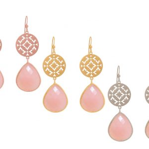 GEMSHINE Damenohrringe mit Mandalas und Rosenquarz Edelsteinen hervorragender Qualität. Ohrhänger. Made in Madrid / Spanien. Im eleganten Geschenketui geliefert.