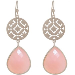 GEMSHINE Damenohrringe mit Mandalas und Rosenquarz Edelsteinen hervorragender Qualität. Ohrhänger. Made in Madrid / Spanien. Im eleganten Geschenketui geliefert., Metall Farbe:Silber