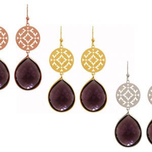 GEMSHINE Damenohrringe mit Mandalas und Amethyst Edelsteinen hervorragender Qualität. Ohrhänger. Made in Madrid / Spanien. Im eleganten Geschenketui geliefert.