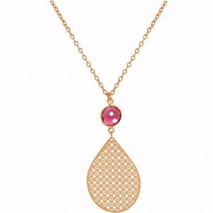 GEMSHINE Halskette mit Mandala und Rubin Quarz. Anhänger aus Silber, vergoldet oder rose an 45cm Kette. Made in Madrid / Spanien. Im elden Geschenketui geliefert., Metall Farbe:Silber rose vergoldet