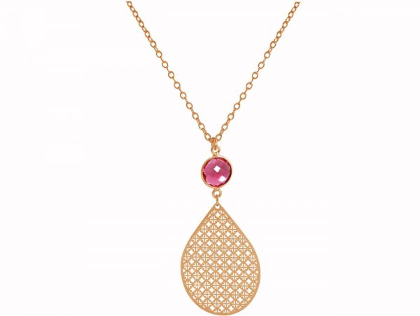 GEMSHINE Halskette mit Mandala und Rubin Quarz. Anhänger aus Silber, vergoldet oder rose an 45cm Kette. Made in Madrid / Spanien. Im elden Geschenketui geliefert., Metall Farbe:Silber rose vergoldet